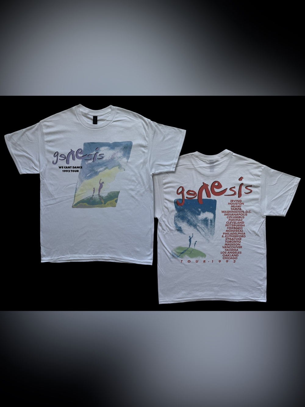 Genesis we can’t dance 1992 tour band tee abstract double sided graphic tshirt